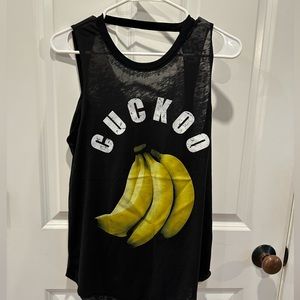 Chaser medium tank top thin sheer black banana shirt